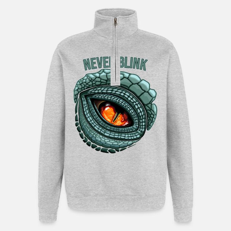 Primal Predator Eye - NEVER BLINK - Quarter-Zip Sweatshirt - heather grey