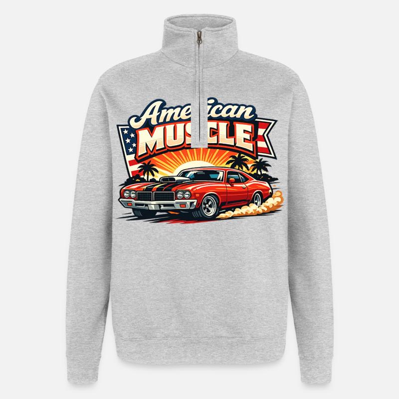 American_Muscle_2 - Quarter-Zip-Sweatshirt - Grau meliert