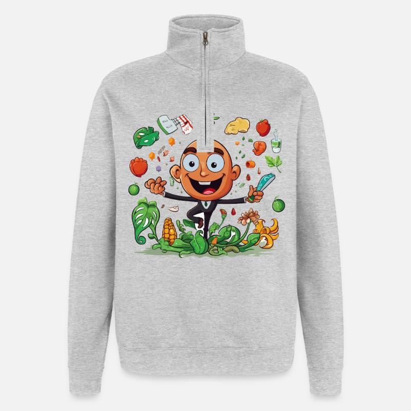 Kitchen Hero Vegetable Magic - Quarter-Zip Sweatshirt - heather grey