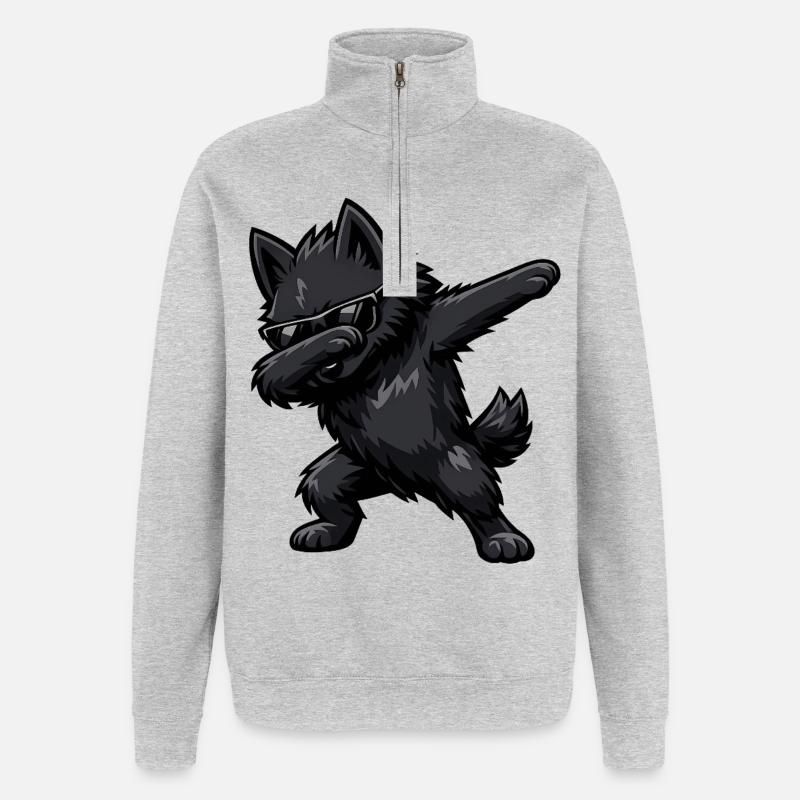 Tabbing Schipperke - Sweat à zip 1/4 - gris chiné