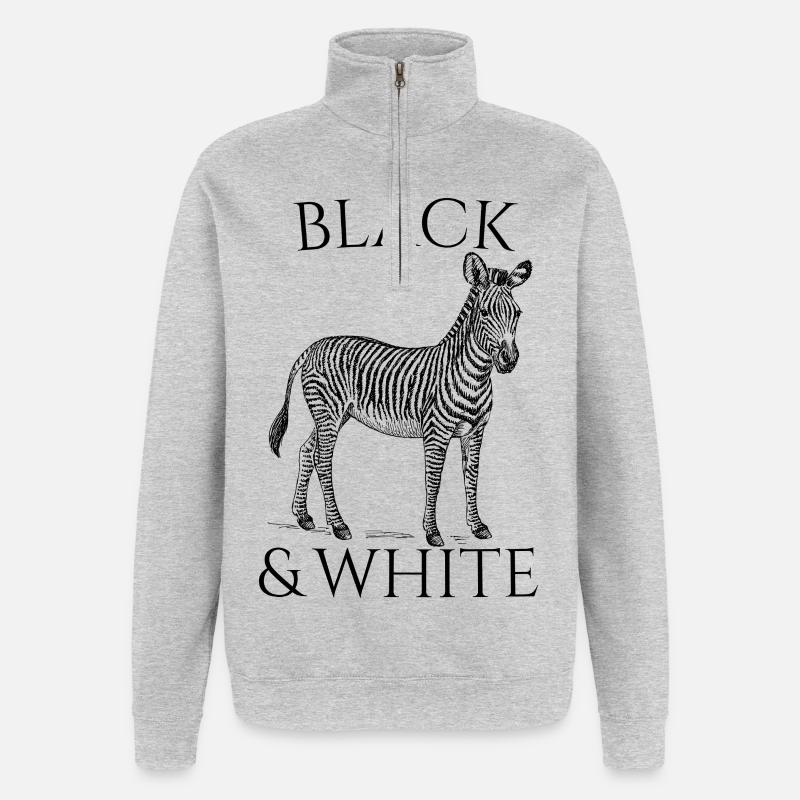 Black & White Vector Zebra – Tierdesign - Quarter-Zip-Sweatshirt - Grau meliert