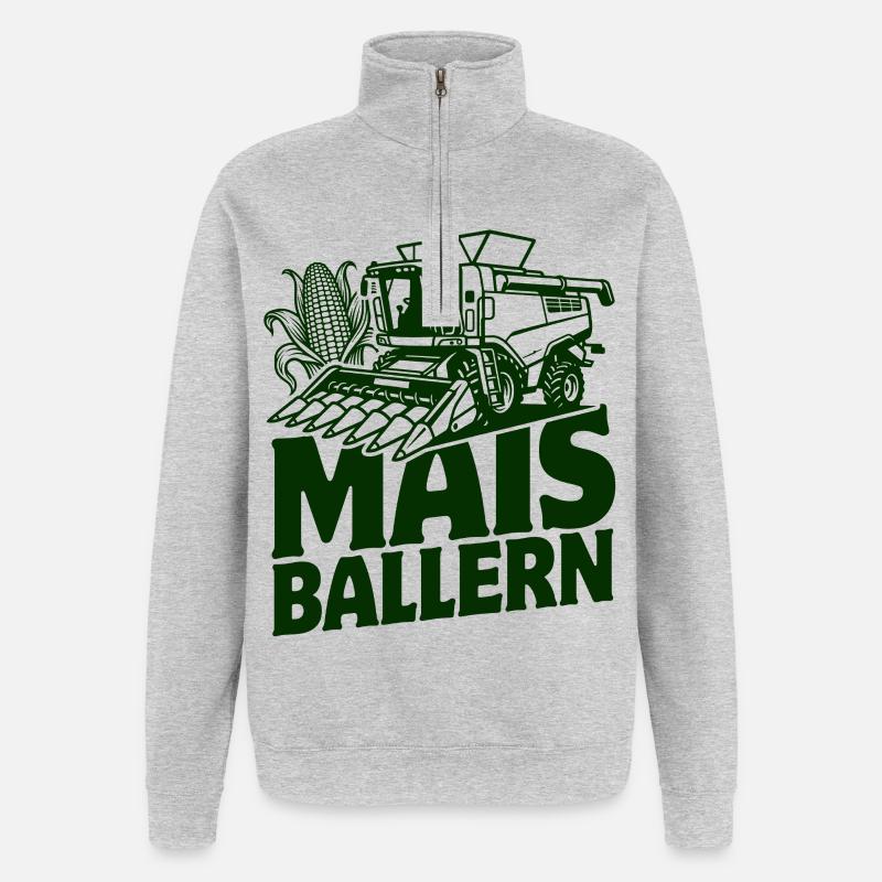 Mais | Maisernte | Maiskolben - Quarter-Zip-Sweatshirt - Grau meliert