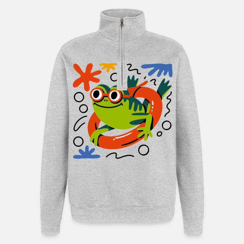 Summer Frog Fun - Quarter-Zip Sweatshirt - heather grey