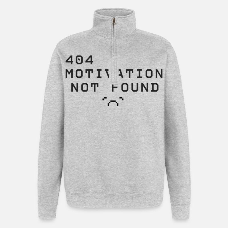 404 Motivation introuvable - Sweat à zip 1/4 - gris chiné