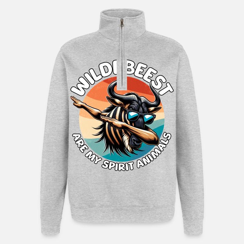 Lustige Gnu Sprüche - Quarter-Zip-Sweatshirt - Grau meliert
