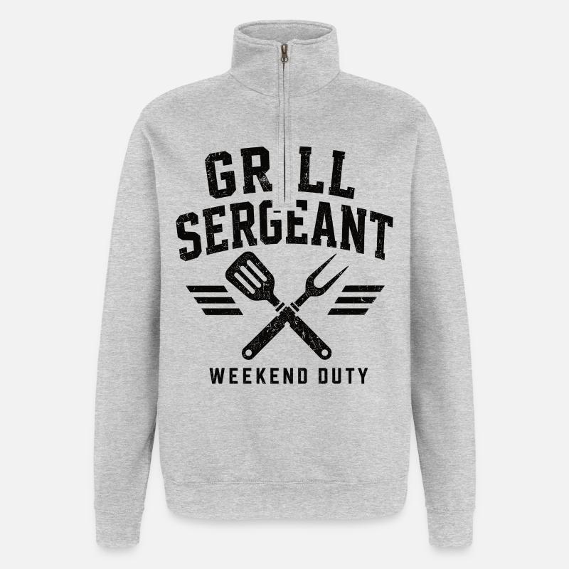 Grill Sergeant BBQ Shirt - Quarter-Zip-Sweatshirt - Grau meliert