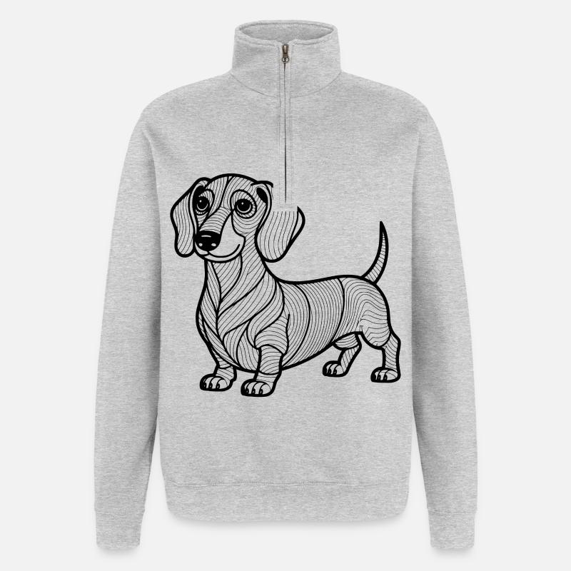 Teckel - Sweat à zip 1/4 - gris chiné