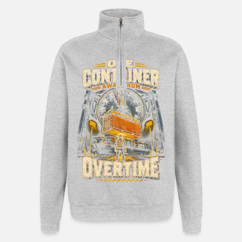 Hafenarbeiter One Container Away From Overtime - Quarter-Zip-Sweatshirt - Grau meliert