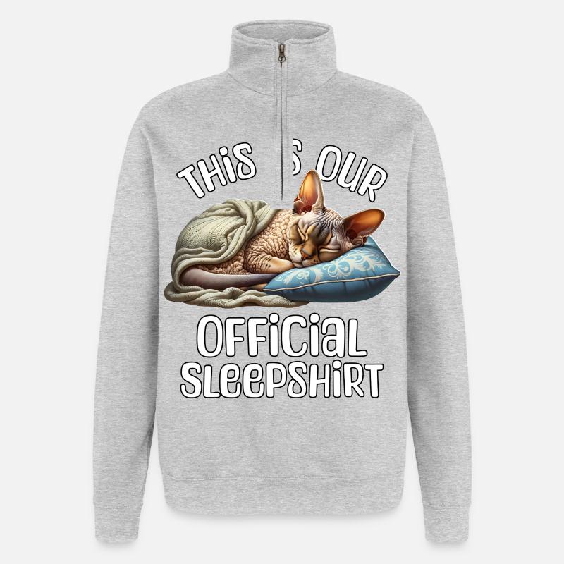 Devon Rex Schlafshirt - Quarter-Zip-Sweatshirt - Grau meliert