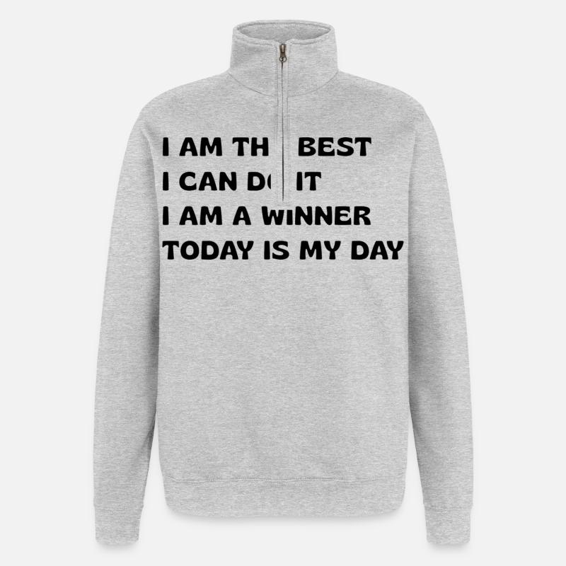 Powerful Affirmations - Quarter-Zip Sweatshirt - heather grey