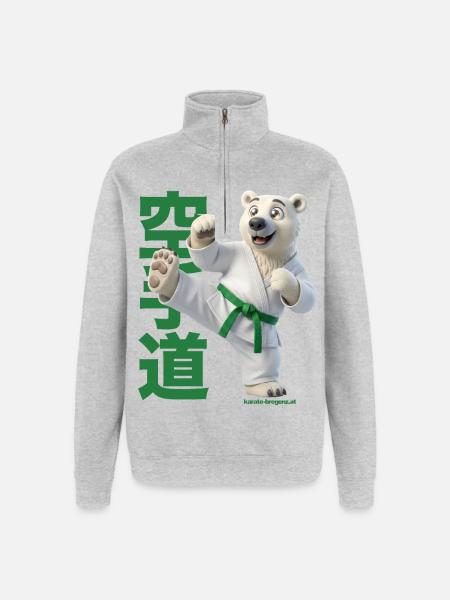 Karate Eisbär - Quarter-Zip-Sweatshirt - Grau meliert