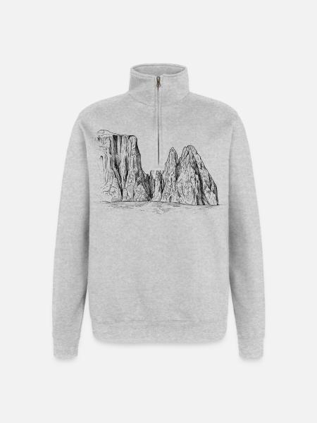 Sciliar Massif Silhouette | Dolomites Landmarks - Quarter-Zip Sweatshirt - heather grey
