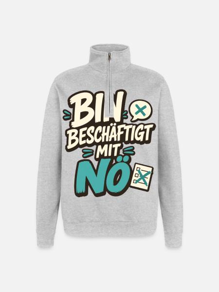 BIN BESCHÄFTIGT MIT NÖ - Quarter-Zip-Sweatshirt - Grau meliert