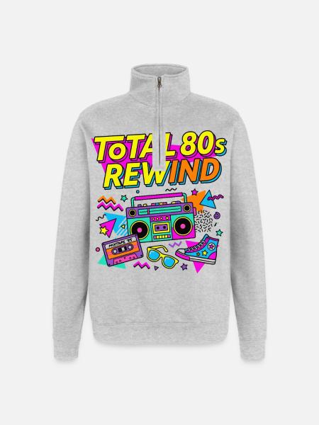 Total 80s Rewind - Quarter-Zip-Sweatshirt - Grau meliert