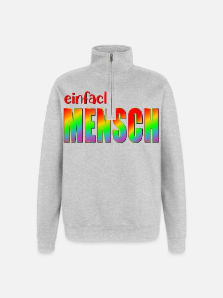 MENSCH INKLUSION VIELFALT - Quarter-Zip-Sweatshirt - Grau meliert