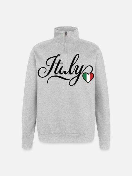 Italie Love Script Heart - Sweat à zip 1/4 - gris chiné