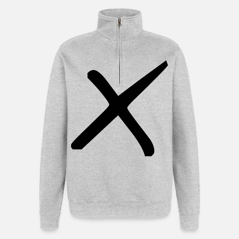 Croix élégante - Sweat à zip 1/4 - gris chiné