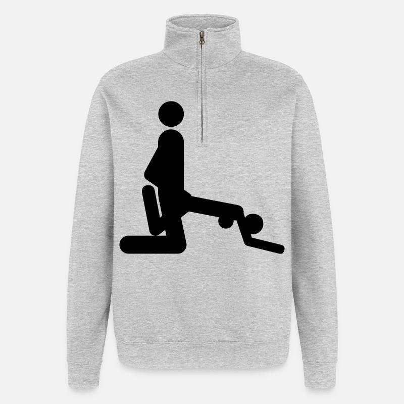 Position de baiser - Sweat à zip 1/4 - gris chiné