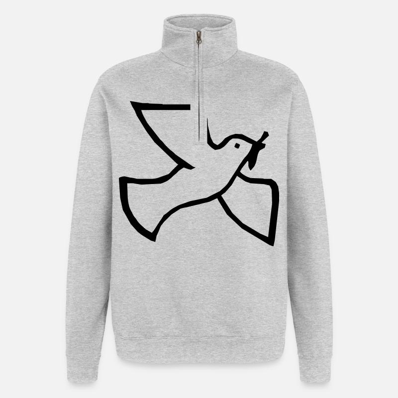 Colombe de la paix - Sweat à zip 1/4 - gris chiné