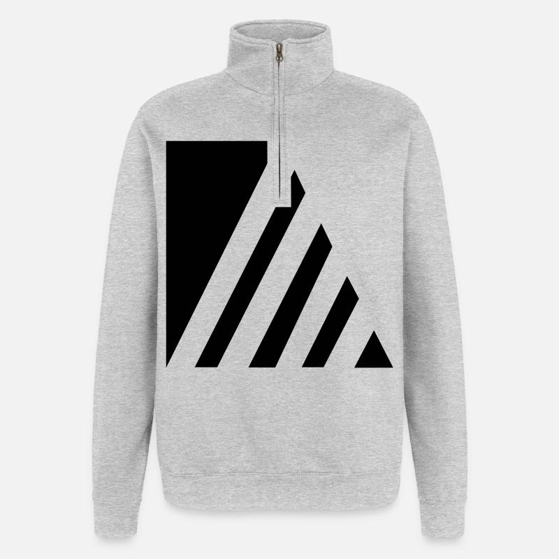 Rayures élégantes - Sweat à zip 1/4 - gris chiné