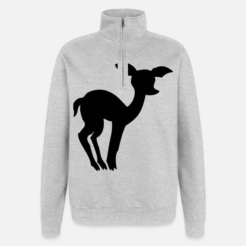 Scheues Reh - Quarter-Zip-Sweatshirt - Grau meliert
