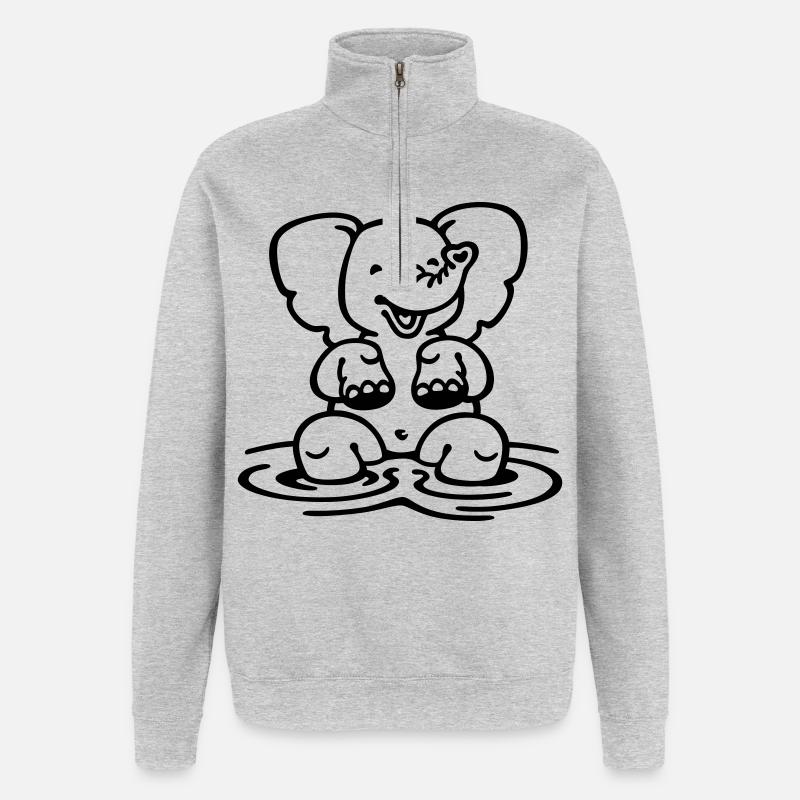 Elefant - Quarter-Zip-Sweatshirt - Grau meliert