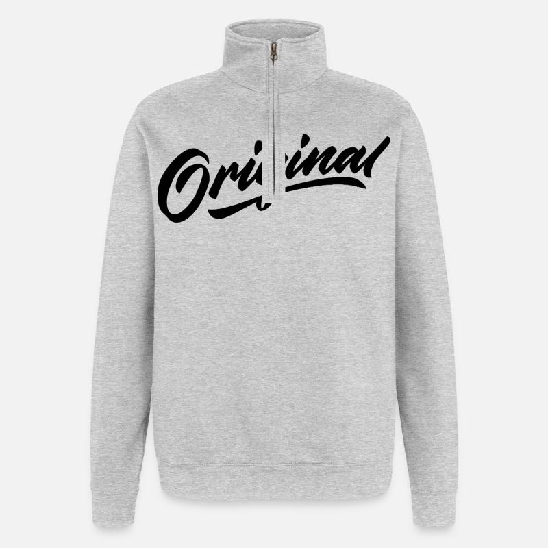 Langue source - Sweat à zip 1/4 - gris chiné