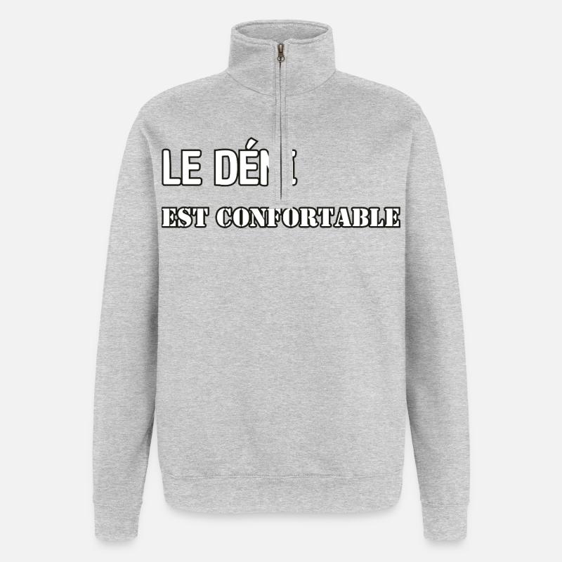 Verleugnung ist bequem. - Quarter-Zip-Sweatshirt - Grau meliert