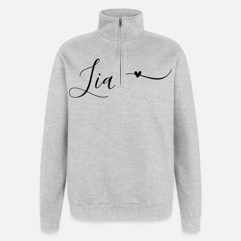 Lia Prénom Décoratif - Sweat à zip 1/4 - gris chiné