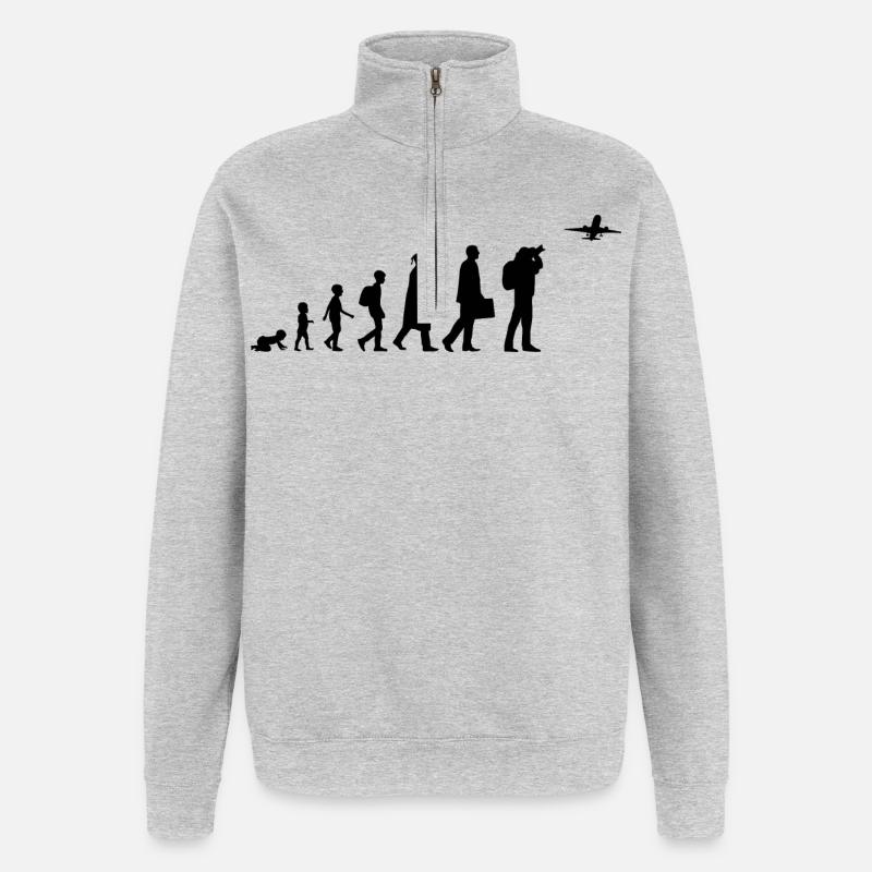 Entwicklung eines Plane Spotters - Quarter-Zip-Sweatshirt - Grau meliert