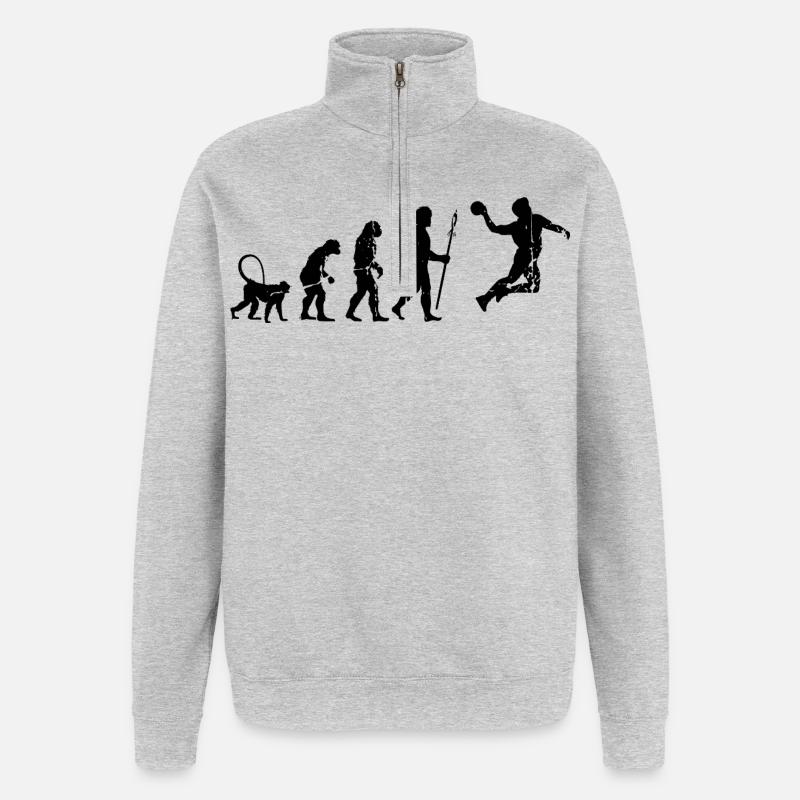Lustiger Handballer Evolution - Quarter-Zip-Sweatshirt - Grau meliert