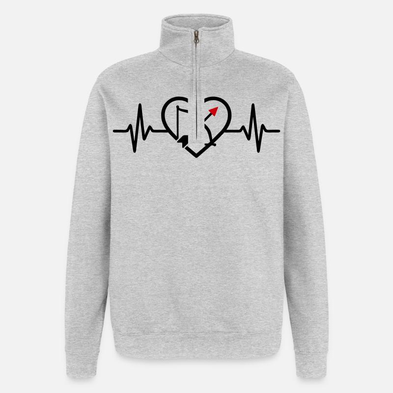 Bogenschießen Herz Pfeil Bogen Sport - Quarter-Zip-Sweatshirt - Grau meliert