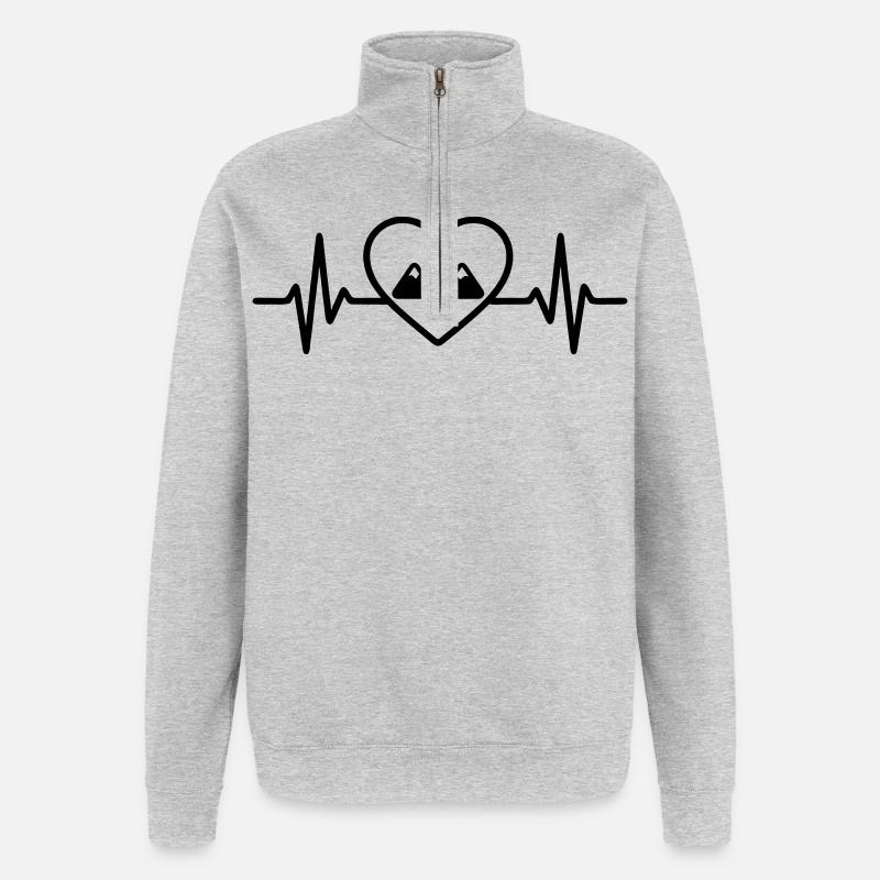 Herz Berge Drei Gipfel - Quarter-Zip-Sweatshirt - Grau meliert