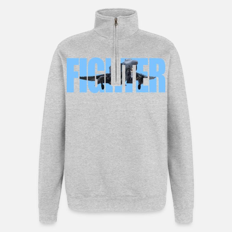 Chasseur F-4 Phantom - Sweat à zip 1/4 - gris chiné