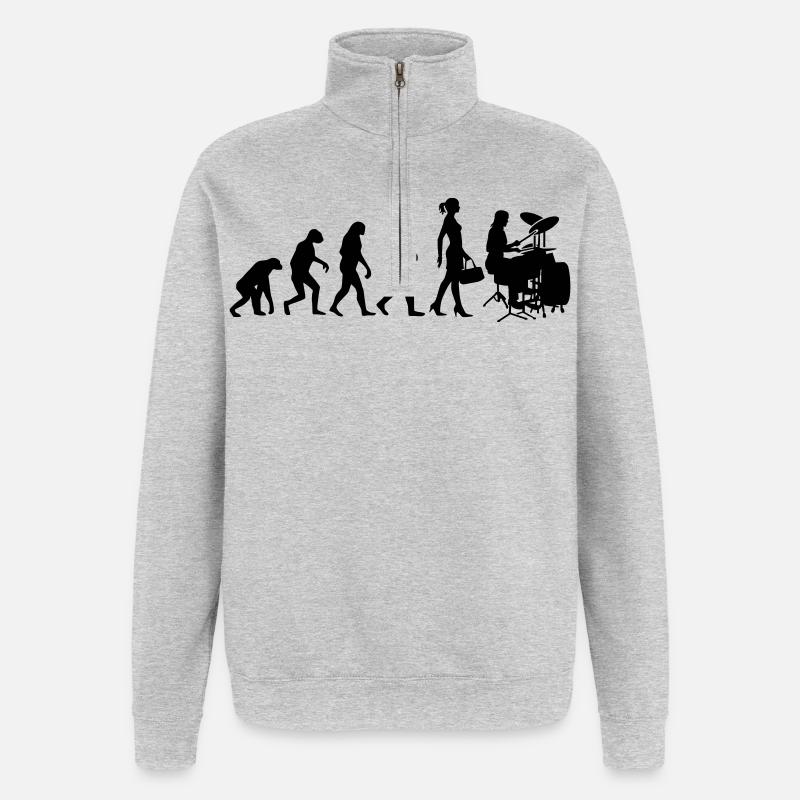 Evolution Schlagzeugerin Percussion Drummer - Quarter-Zip-Sweatshirt - Grau meliert