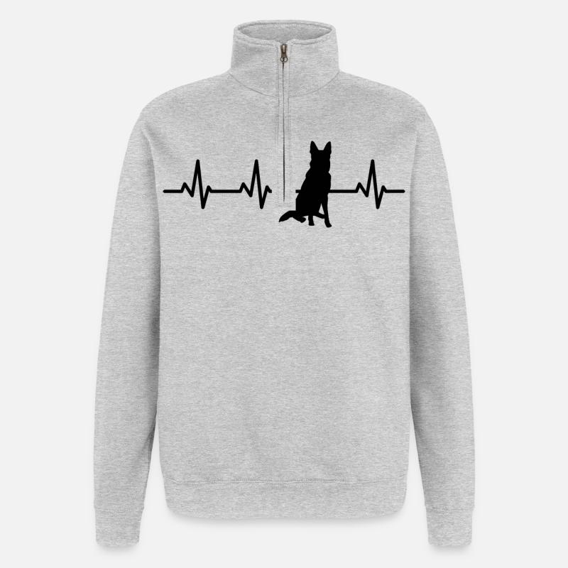 Palpitations cardiaques du berger allemand - Sweat à zip 1/4 - gris chiné