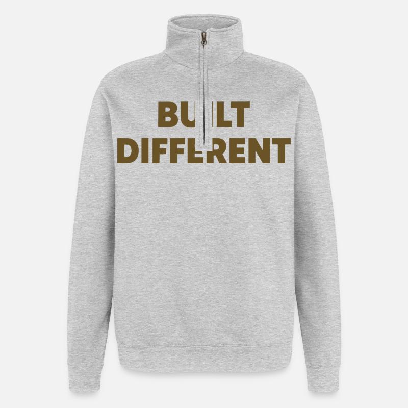 Typographie d’affirmation différente construite - Sweat à zip 1/4 - gris chiné