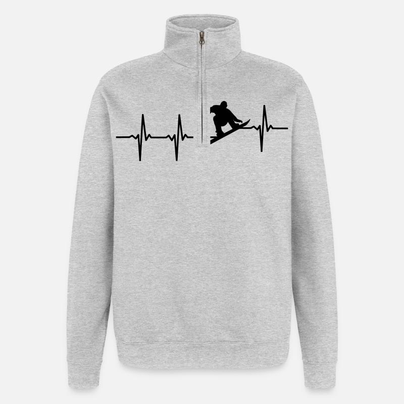 Snowboarder EKG - Quarter-Zip-Sweatshirt - Grau meliert