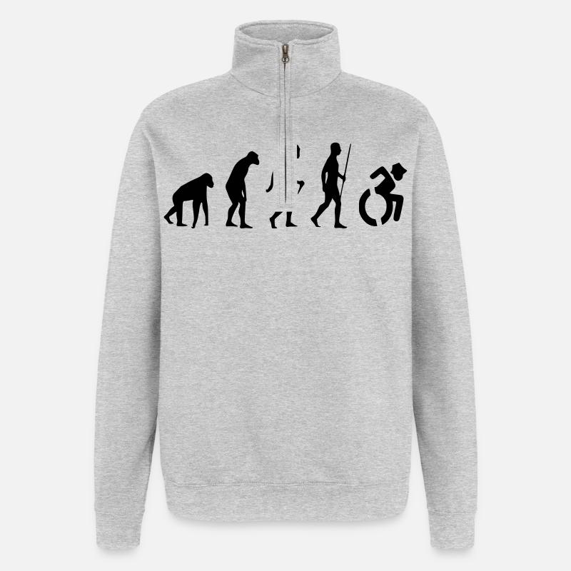 Evolution Rollstuhl. Die Rollstuhl-Evolution * - Quarter-Zip-Sweatshirt - Grau meliert
