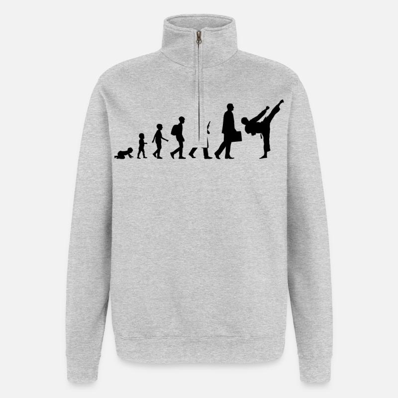 Entwicklung eines Karateka - Quarter-Zip-Sweatshirt - Grau meliert
