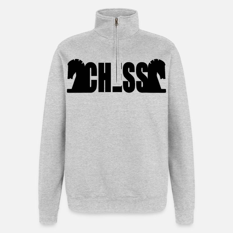 Échecs - Sweat à zip 1/4 - gris chiné