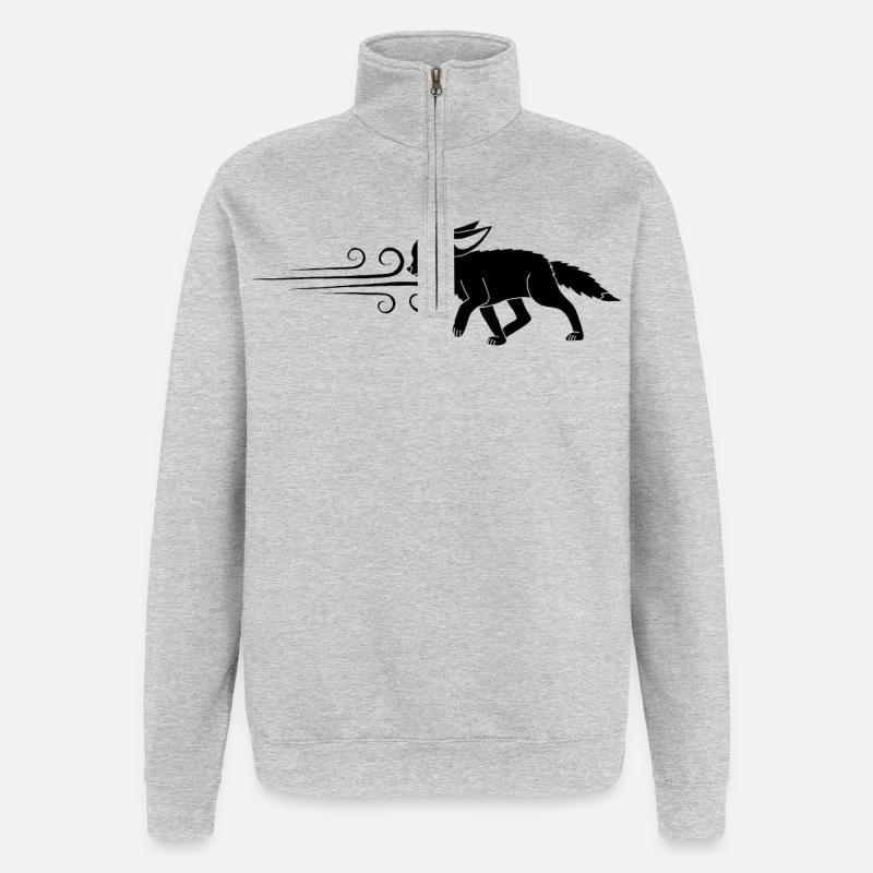 Der schwarze Fuchs und der Wind - Quarter-Zip-Sweatshirt - Grau meliert