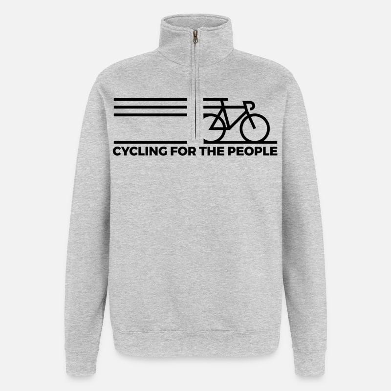 Cyclisme pour le peuple - Sweat à zip 1/4 - gris chiné