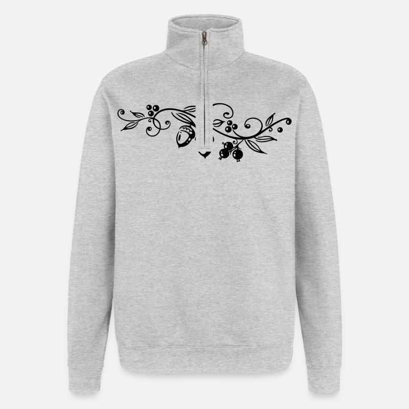 Eicheln Eichenblätter Herbst Wandern - Quarter-Zip-Sweatshirt - Grau meliert