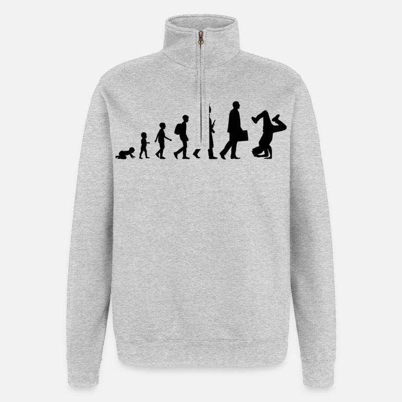 Entwicklung des Breakdance - Quarter-Zip-Sweatshirt - Grau meliert