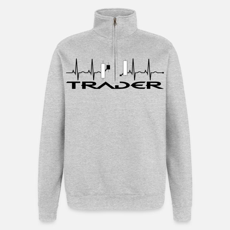 Trader - Sweat à zip 1/4 - gris chiné