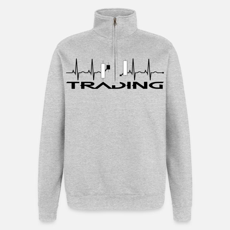 Verhandlungen - Quarter-Zip-Sweatshirt - Grau meliert
