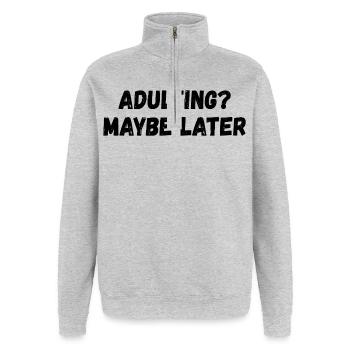 Growing up: Maybe later - Quarter-Zip Sweatshirt - heather grey - Front - AI Model Female 172 light (172cm) & AI Model Male 178 dark (178cm)