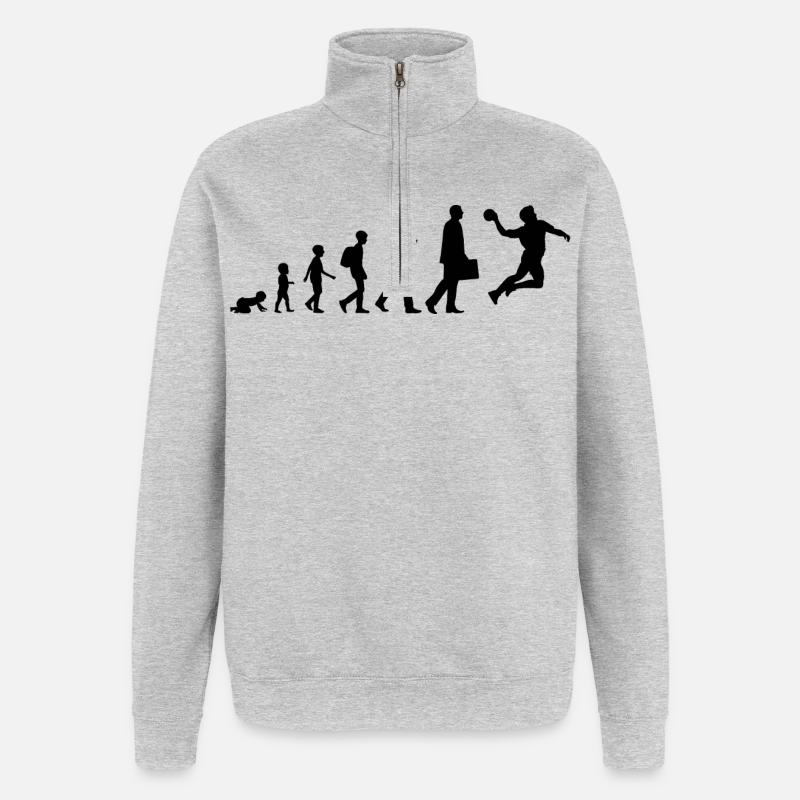 Die Entwicklung eines Handballers - Quarter-Zip-Sweatshirt - Grau meliert
