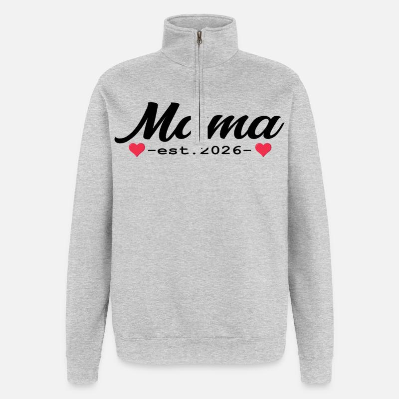 Mama 2026 - Quarter-Zip-Sweatshirt - Grau meliert